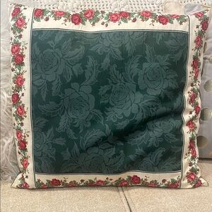 Floral Green and Red Decorative Pillow